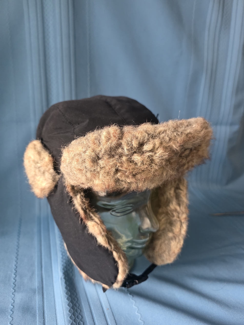 Milani Black Trapper Hat with Brown Faux Fur Lining